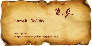 Marek Jolán névjegykártya